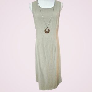 Michael Taylor Olive Green Linen Shift Dress, Size Medium